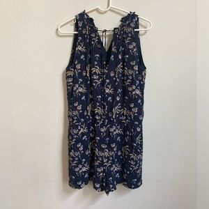 Ann Taylor Loft Navy Blue Floral Daisy Sleeveless Romper